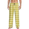 thumbnail image 2 of Picia Yellow Checkboard Mens Soft Woven Cotton Elastic Waistband Sleep Pajama Pant Lounge Sleep Pant With Pockets And Drawstring-XX-Large, 2 of 9