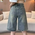 thumbnail image 4 of Mitankcoo Womens Jean Shorts Pockets Cut-off Summer High Waist Solid Color Casual Everyday Wide Leg Denim Shorts S-4XL, 4 of 4