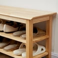 thumbnail image 5 of TinyTimes 47.5" Shoe Bench 3-Tier Wood Storage Bench Heavy Duty Wood Shoe Rack Shoe Organizer Shelf for Entryway Room-Natural, 5 of 8