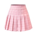 thumbnail image 3 of Tennis Skirts for Women Summer Skirt Fashionable Korean Style Striped Pattern High Waist A Line Half Length Women’s Skirt for Daily Pink M, 3 of 3
