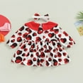 thumbnail image 4 of CNKOO Bébé Enfant en Bas Âge Bébé Filles Robe de Saint Valentin Imprimé Coeur Taille Haute une Ligne Bowknot à Manches Longues Partie Robe + Bandeau Rouge, 4 of 7