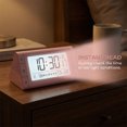 thumbnail image 2 of REGALWOVEN Digital Alarm Clock Large LED Display, Three Alarms, Batteries Powered for Bedroom/Dorm Pink 4.9"L x 3.0"W x 2.6"H, 2 of 4