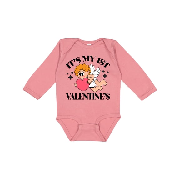 Inktastic Babys First Valentines Day Cupid Boys or Girls Long Sleeve Baby Bodysuit