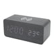 thumbnail image 4 of Reloj Digital de madera LED negro teléfono carga inalámbrica pantalla de temperatura Control de voz 3 brillo Reloj de escritorio Digital, 4 of 5