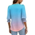 thumbnail image 5 of Xdegoge 3/4 Sleeve Tops for Women Plus Size Floral V Neck T Shirt Summer Fashion Tunic Shirts Dressy Casual Loose Fit Blouses, 5 of 7