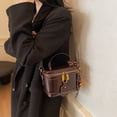 thumbnail image 3 of husxh Retro Leather Bucket Bag for Women Zipper Closure Shoulder Purses (Coffee ), 3 of 9
