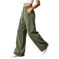 thumbnail image 7 of ClodeEU Women's Drawstring Elastic High Waist Wide Leg Corduroy Pants,Solid Color Loose Casual Trousers With Pockets ,Women's Plus S, 7 of 7