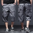 thumbnail image 2 of Trgacdwlo Men's Capri Pants Below Knee Straight Leg Cargo Shorts Men Baggy Summer Running Hiking Long Shorts with Pockets Gray XL, 2 of 5