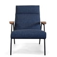 thumbnail image 3 of Gingko Melbourne Modern Mid Century Blue Lounge Chair with Walnut Wood Armrests and Black Steel Legs (Upholstered Seat), 3 of 6