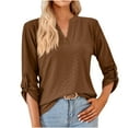 thumbnail image 1 of Hauts à Manches Longues pour Femmes Mode pour Femmes Uni Col en V T-Shirt Ample à Manches Longues Haut T-Shirt à Manches Longues pour Femmes T-Shirts à Manches Longues pour Femmes T-Shirts Longs pour Femmes Hauts à Manches Longues pour Femmes, 1 of 9