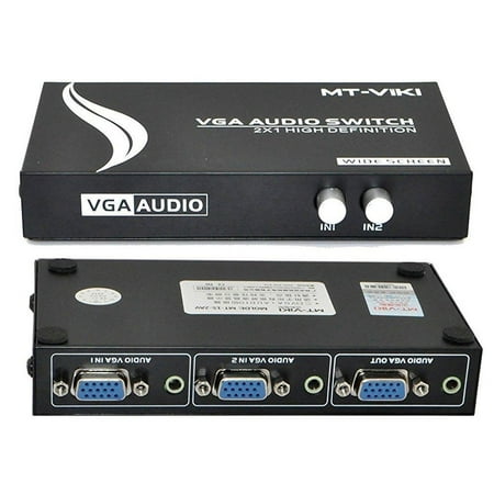 Vga Video Switcher (IKKEGOL 10014 2 Port VGA Audio Video Switch 2 x 1 SVGA Switcher Box 2 IN 1 OUT PC Monitor LCD TFT)