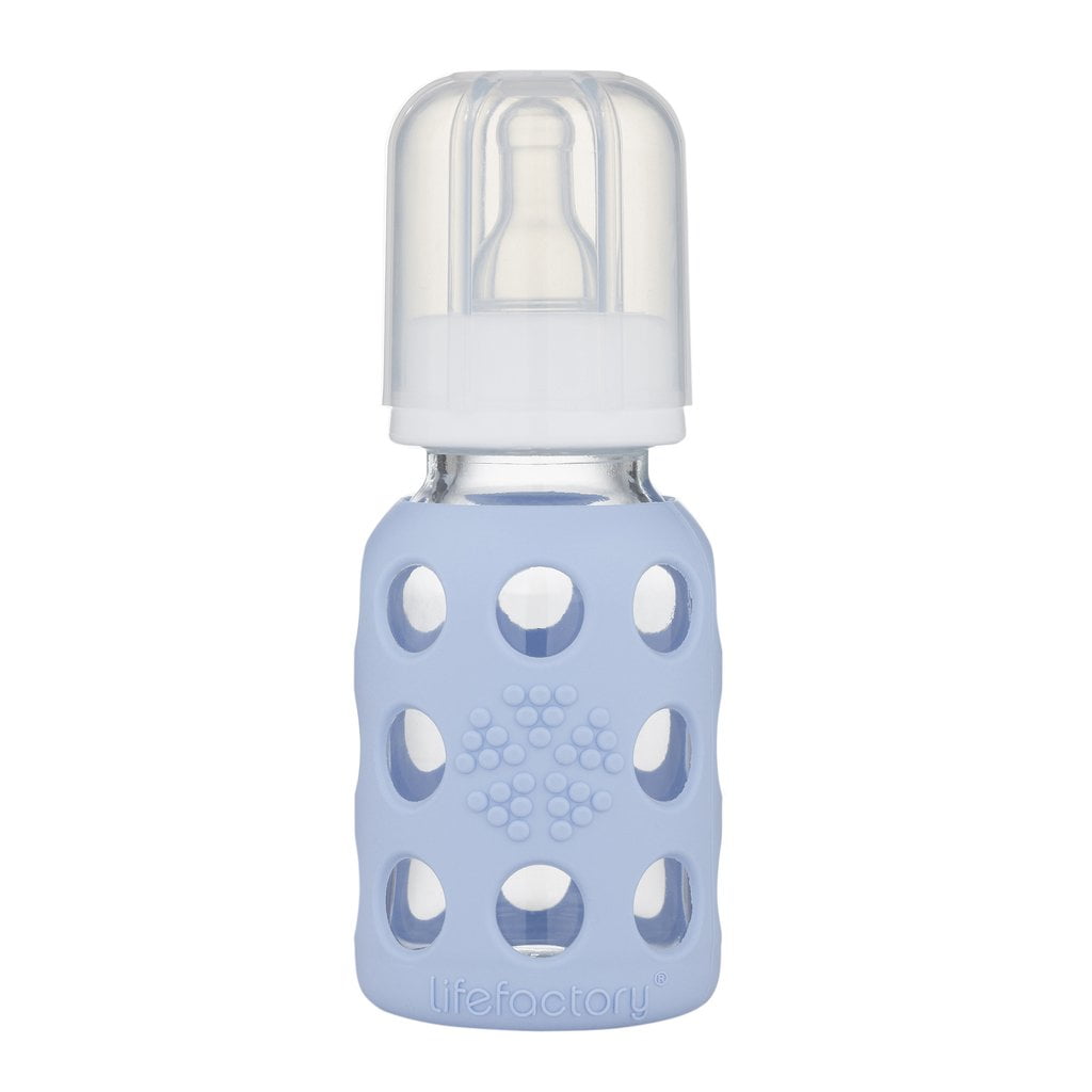 Lifefactory 4 oz Glass Baby Bottle with Protective Silicone Sleeve