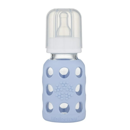 UPC: 0814943021929 | Lifefactory 4 oz Glass Baby Bottle with Protective Silicone Sleeve – Blanket