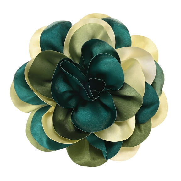 Extra Large Rose Flower Brooches, 8 Inch Lapel Pins Dainty Satin Fabric Big Camellia Oversized Brooch Pin [20cm, Green Yellow]