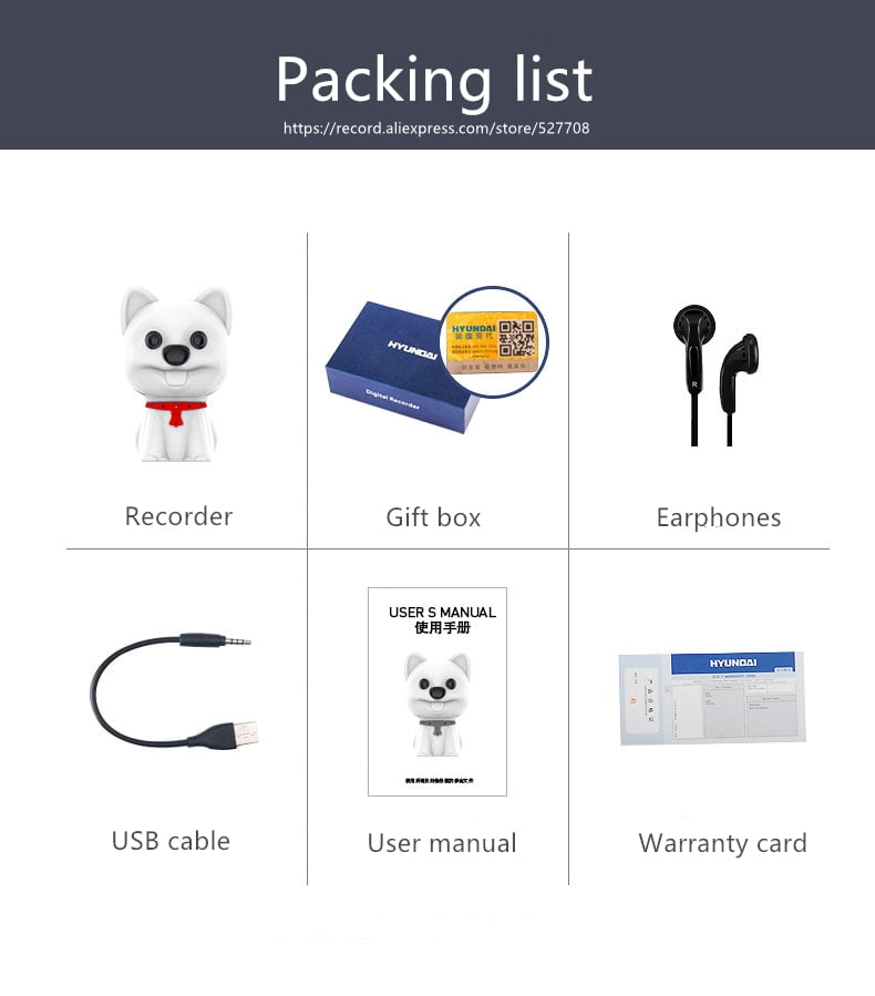 Yescool E300 Puppy Hidden Children safety Class Meeting Digital voice recorder Portable pendant Stealth Sound Record Dictaphone-32GB White