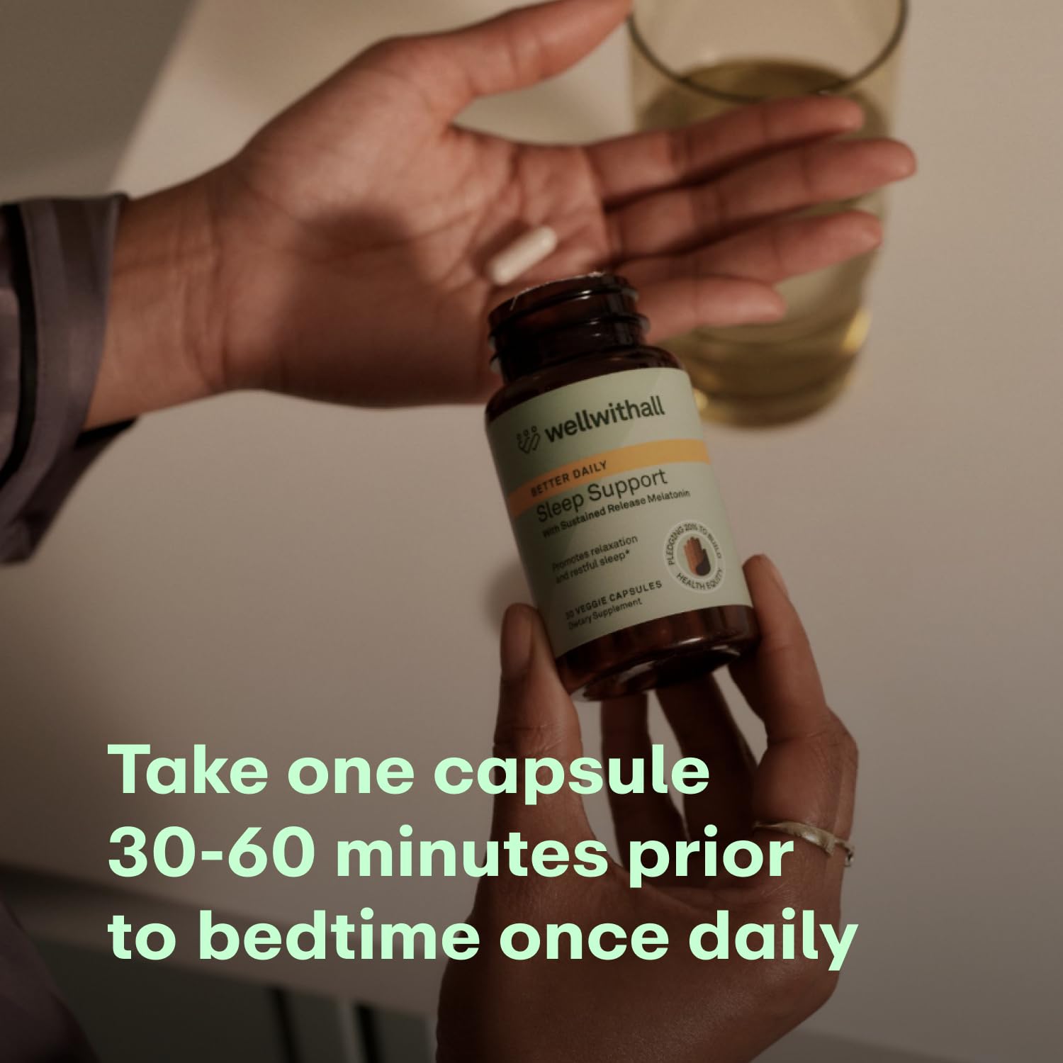 WellWithAll Sleep Support with Sustained-Release Melatonin, Ashwagandha & Theanine | 30 Capsules