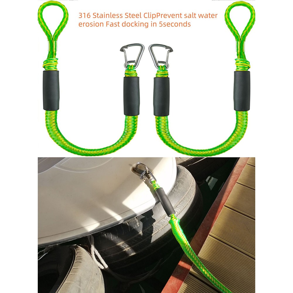 CENL 4-5.5ft 2PCS Bungee Dock Line Mooring Rope Cords For Kayaks Boats Marines Stretch Retractable And Convenient Accessories