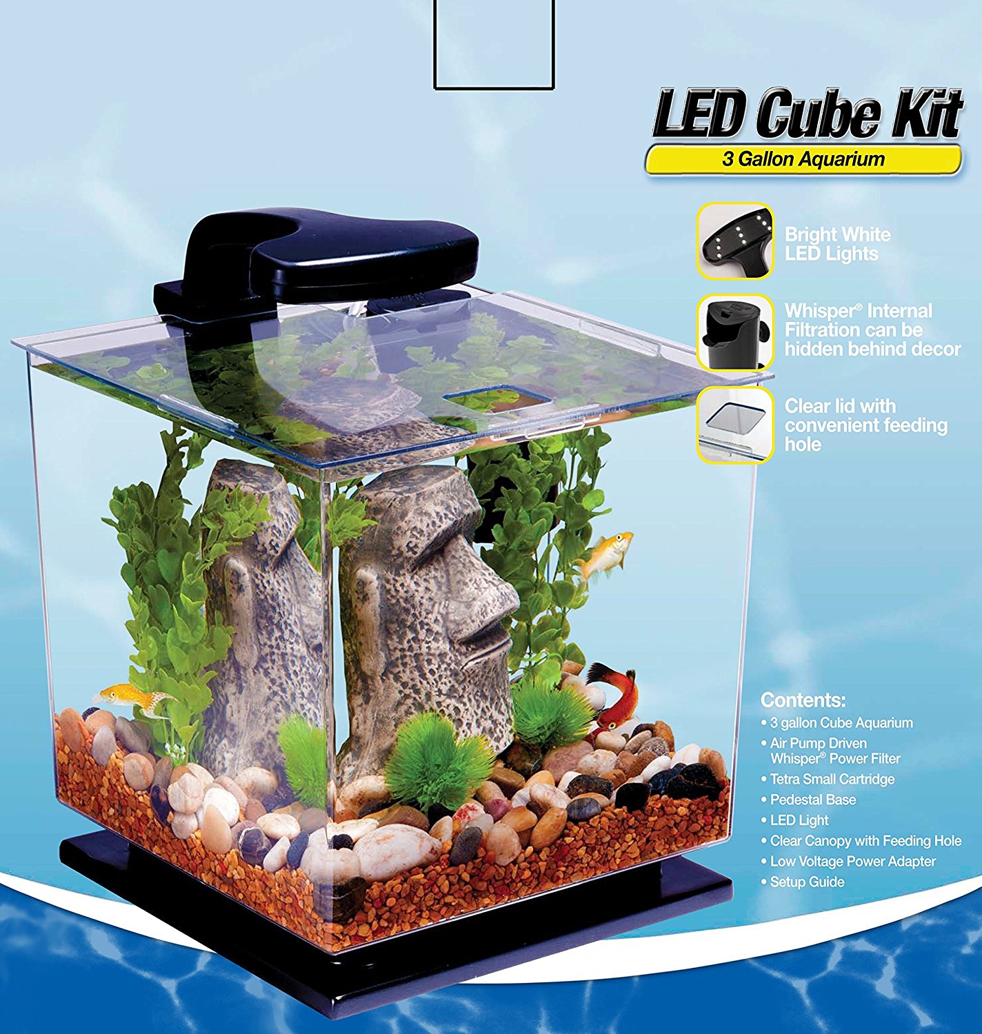 Tetra LED Cube Shaped 3 Gallon Fish Aquarium with Pedestal Base - image 3 of 3
