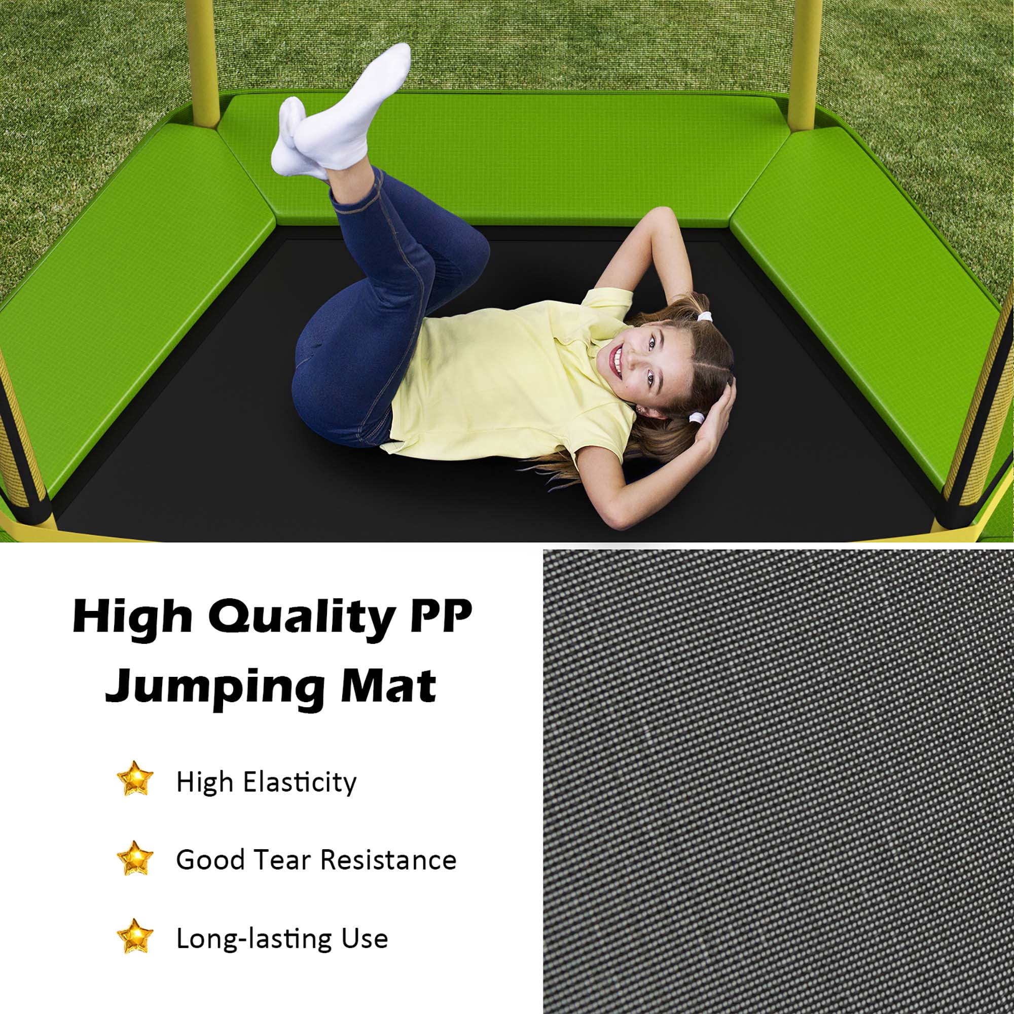 Costway 7 FT Kids Trampoline with Safety Enclosure Net Spring Pad Indoor Outdoor Heavy Duty Yellow