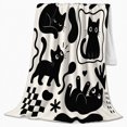 thumbnail image 2 of Whimsical Black Cat Pumpkin, Playful Pet Portrait Pattern, Warm Flannel Blanket for Living Room and Bedroom with Detailed Artwork, Cat Lovers autumn celebration Gift, Pet Lover Home Decor, 2 of 9