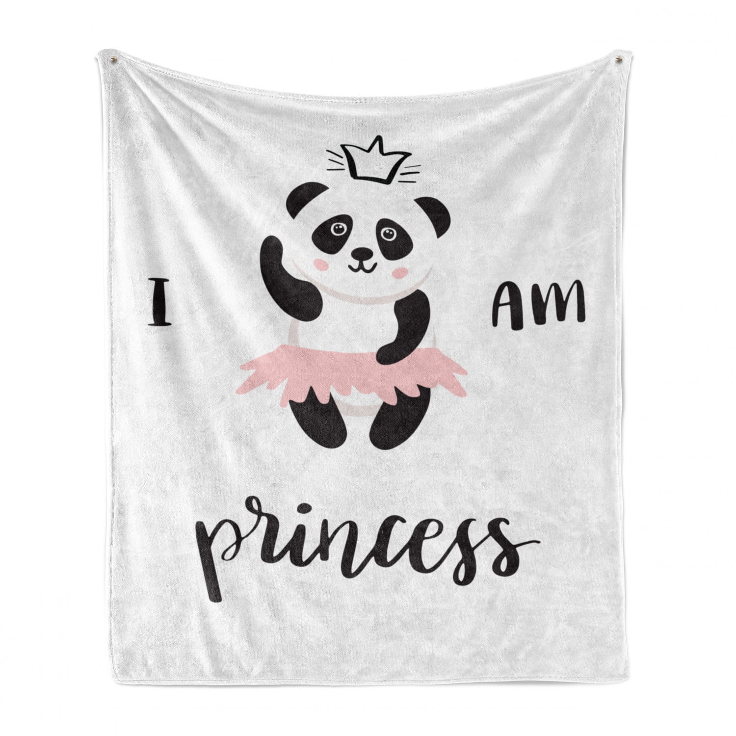 LsWOW Wearable Blanket I am a Princess,Funny Ballerina Panda Bear Dancing in Pink Skirt Baby Kids Girls,Black and White Rose Throw Lightweight Cozy Plush Microfiber Solid Blanket 35x60 
