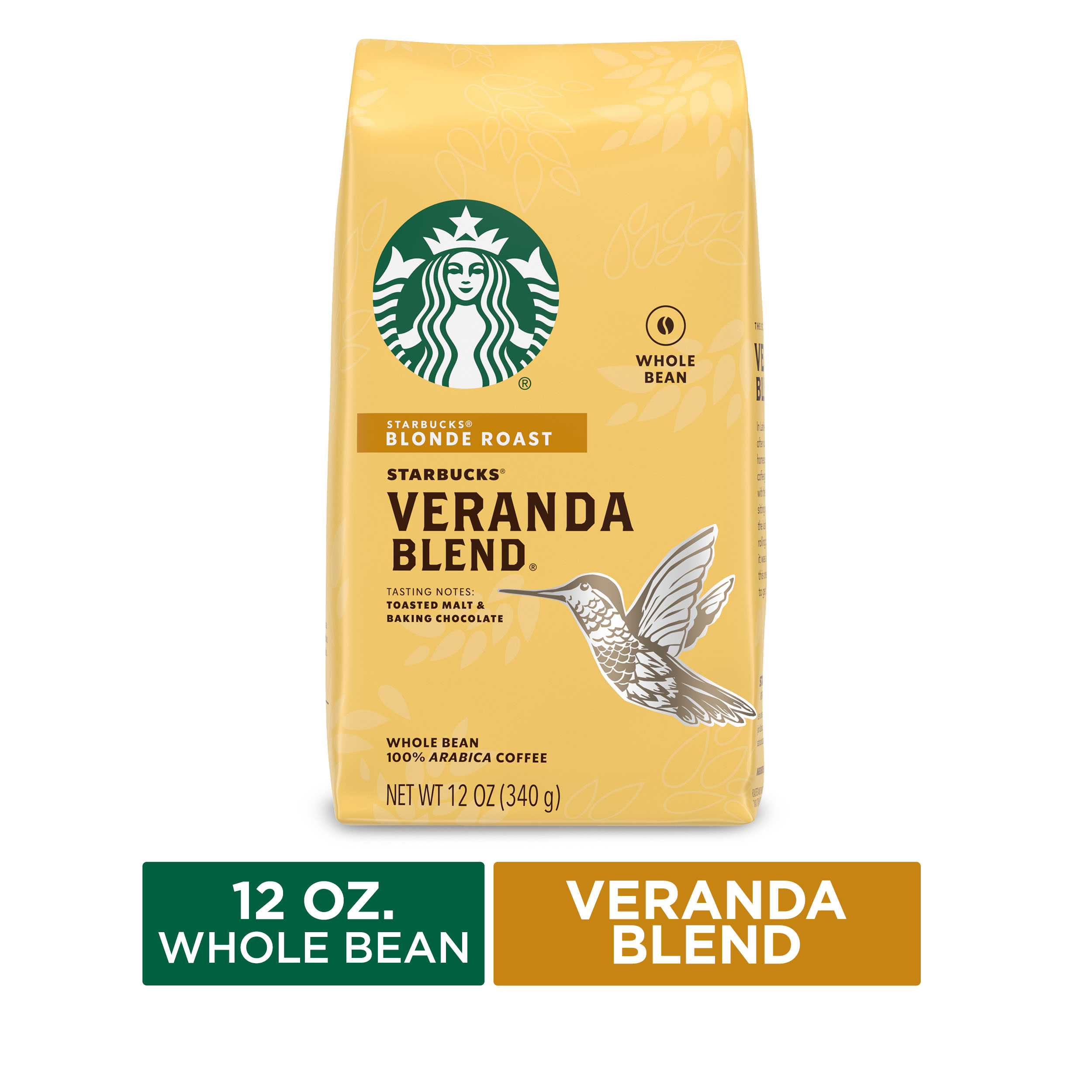 Starbucks Blonde Roast Whole Bean Coffee — Veranda Blend — 100% Arabica — 1 bag (12 oz.)