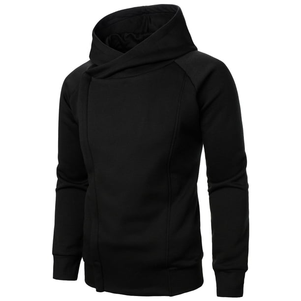 pstuiky camisas de manga larga para hombre, Sudadera con capucha y cremallera lateral para hombre, chaqueta de color liso, cárdigan informal, sudadera con capucha de manga larga camisetas de hombre l