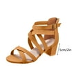 thumbnail image 4 of UTTOASFAY Womens Sandals New Cross Strap Zipper Sandals High Heel Chunky Heel Women Sandals Brown 10(43), 4 of 6