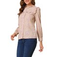thumbnail image 4 of INSPIRE CHIC Women's Ruffled Floral Print Relax Fashionable Long Round Neck Shirt M Pink, 4 of 6