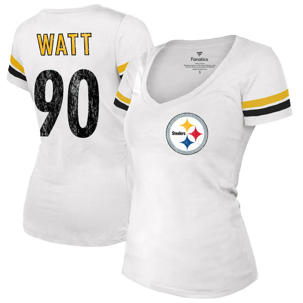 Women's Fanatics Branded T.J. Watt White Steelers Fashion Player Name & Number V-Neck T-Shirt - Walmart.com