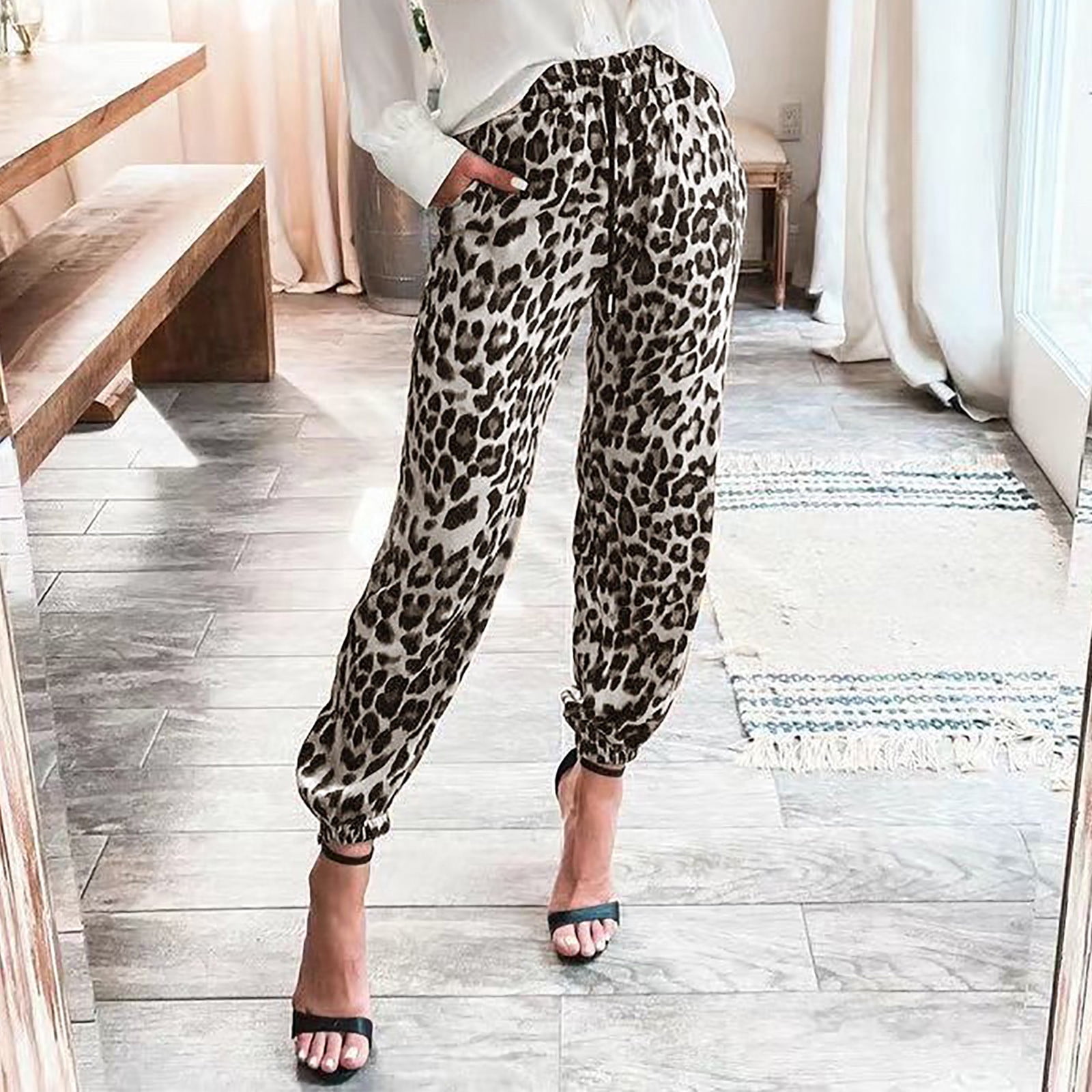 Kid Girl Side Leopard Print Elasticized Pants Sweatpants