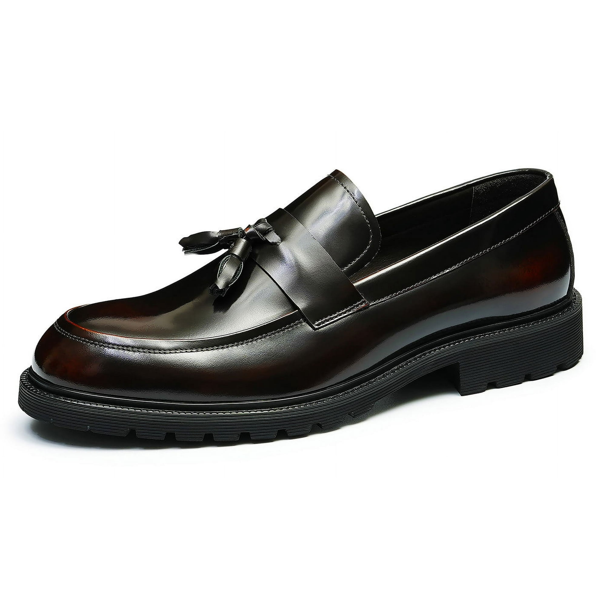 Santimon Wine Red Tassel Loafers for Men Slip on Dress Shoes Classic Modern Casual Shoes US 11.5