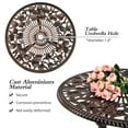 thumbnail image 6 of Villeston 3-Piece Cast Aluminum Outdoor Patio Bistro Table and Chair Set, Rose Pattern for Garden, Bronze, 6 of 8