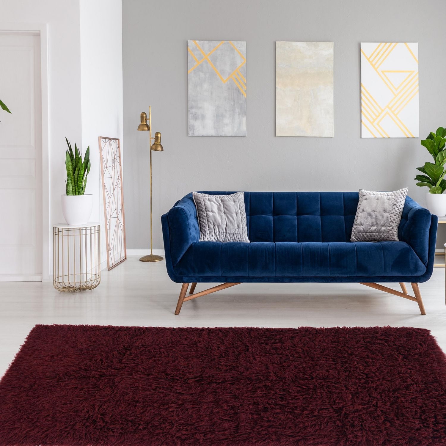 Tapis Nouveau Flokati 1400 gr de 8' x 10', Bordeaux