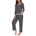 thumbnail image 4 of WCJM Women's nylon suit including 1pc top +1pc pants Grey polyester Ladies Casual Pajamas Set Pajamas Summer Ladies Pajamas Set With Pockets, 4 of 5