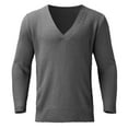 thumbnail image 1 of MIASHUI Men's Fall Winter Pullover V-Neck Solid Color Cardigan Knit Shirt Jacket Long Sleeve Comfort Grey,L, 1 of 5