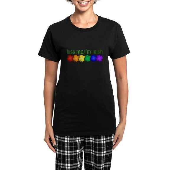 CafePress - Pride Kiss Me I'm Irish Women's Dark Pajamas - Women's Short Sleeve Print T-Shirt and Pants Dark Cotton Pajama Set