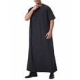 thumbnail image 4 of RXMEKW Short Sleeve Thobe with Neck Button and Pocket for Men, Casual Islamic Robe in Solid Color, 4 of 9