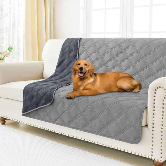 smiry Couverture de Lit pour Chien Imperméable, Couverture Douce Réversible pour Animaux, Lavable et Étanche pour Canapé, Sofa, Meubles, 1452x82 Pouces, Gris/gris Foncé