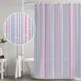 thumbnail image 4 of Polyester Fabric Colorful Striped Shower Curtain, Pink Blue Yellow Abstract Vertical Lines Waterproof Bathtub Curtain Bathroom Decor Set with Hooks 54 x 78 Inches, 4 of 6