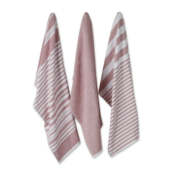 Asst Barn Red French Terry Cotton Dishtowel 3 Piece 18x28