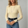 thumbnail image 2 of BODOAO Women's Crewneck Sweater Long Sleeve Ribbed Knit Pullover Fitted Lightweight Soft Warm Cozy Casual Fall Winter Tunic Top for Women Fashion Everyday Wear Yellow M, 2 of 4