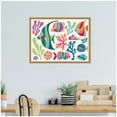 thumbnail image 3 of Kate and Laurel Fun Colorful Tropical Fish Shells Framed Canvas Wall Art  by Rachel Lee 24 x 18 Sylvie Natural, Coastal, Abstract, Beach, Animals Art for Wall Decor, Living Room, Bedroom, 3 of 8