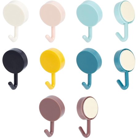 7 Colors Wall Hooks 49 Pack Self Adhesive Hooks Removable Wall Hangers Hook No Punch Wall Mounted Hooks for Office Bathroom Kitchen Waterproof and Oil Proof Without Nails Multi-color