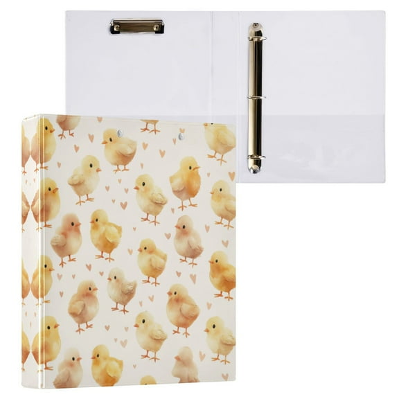 Yellow and Cream Chicks 3 Ring Hardcover Binders 1.5in Round Rings for Letter-Size Folder Paper Organizer Pockets for Office Student Recipe