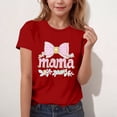 thumbnail image 4 of Girls Graphic Tee Mama Bow Floral Short Sleeve T-Shirt Stretchy Polyester Spandex Kids Red Sizes 4-12,Size 9-10T, 4 of 6