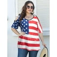 thumbnail image 4 of KimSoong Women Plus Size Cold Shoulder American Flag T-Shirt 4th of July Tee USA Flag Print Shirt Patriotic Tee Tops, 4 of 8