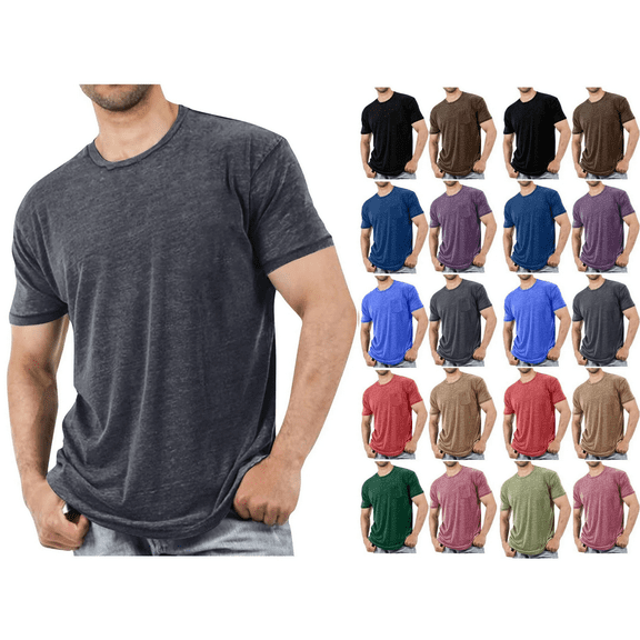 Utoimkio Men's Basic T-Shirt Short Sleeve Crewneck Tee Tops Casual Soft Breathable Solid Color Blouses for Daily Wear Size M-4XL