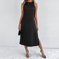 thumbnail image 2 of Ashirexll Midi Dresses for Women, Flowy Dresses for Women, Solid Color Round Neck Sleeveless Casual Summer Midi Dress, 2 of 7