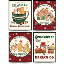 Hieng Vintage Christmas Wall Art Prints Set of 4, Retro Christmas Trees Poster, Winter Holidays Gift Print Decor for Gallery, Living Room, Bathroom (Unframed)